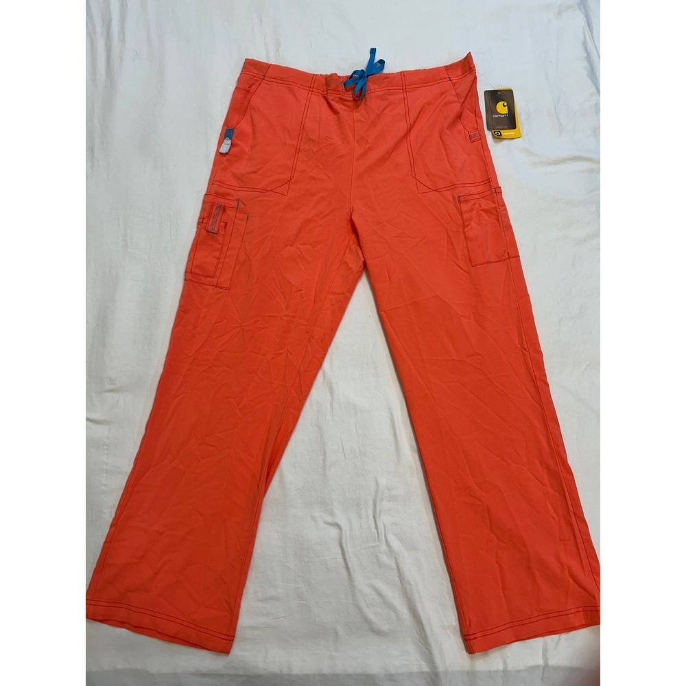 Carhartt Force Cross-Flex Women XL Coral Orange Scrub Pants Cargo NWT